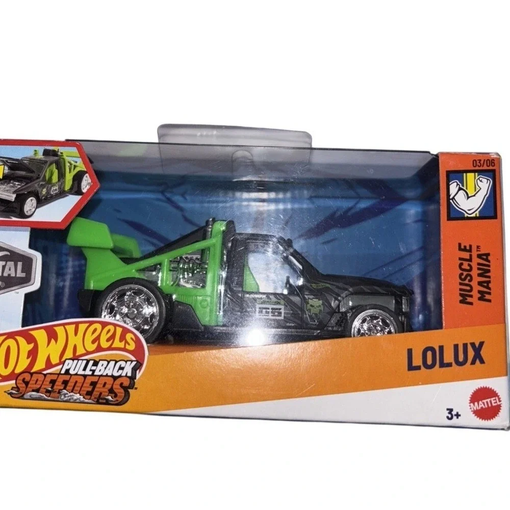Hot Wheels Pull-Back Speeders Lolux Muscle Mania Black Green 1:43 Die-Cast Truck